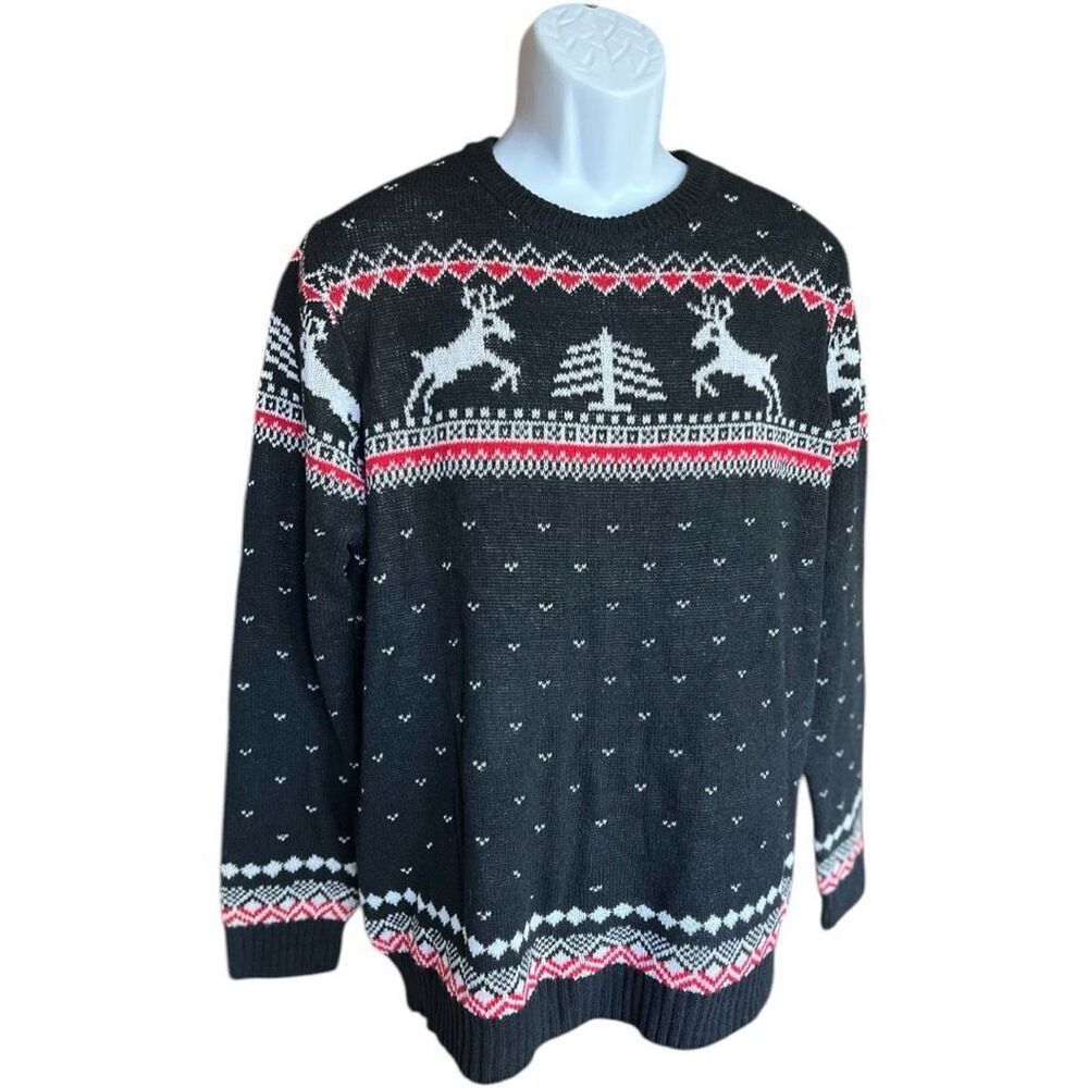 New Mens Boutique Nordic Fair Isle Reindeer Cozy Pullover Cabin Sweater - Sz XL
